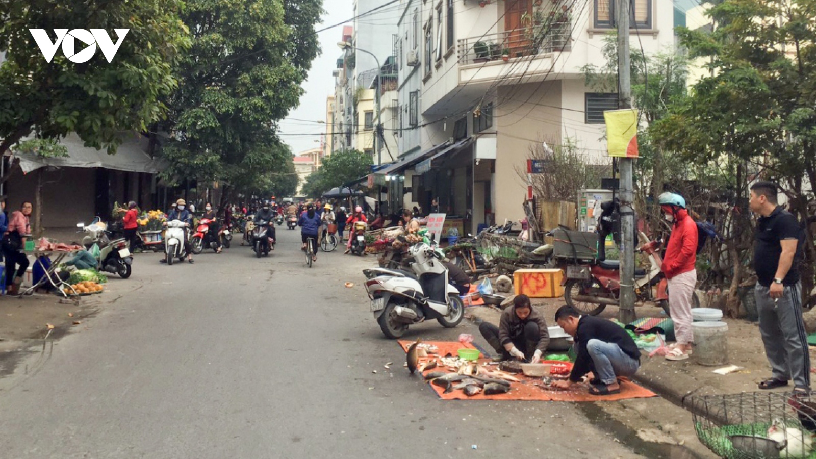 Bát nháo chợ cóc ở Hà Đông, ngang nhiên bày bán lấn chiếm vỉa hè, lòng đường